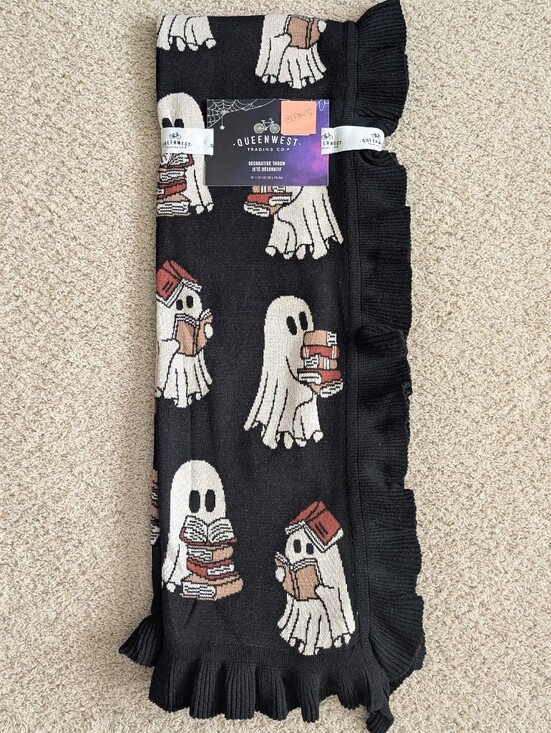 Queenwest Other - Viral 🎥 Queenwest Bookish Reading Ghost Blanket, Halloween Home Decor 📚👻